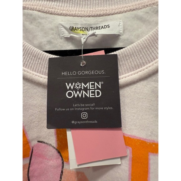 NWT Grayson Threads Pink‎ Santé Champagne Raw edge hem Sweatshirt XXL oversize - Picture 3 of 6